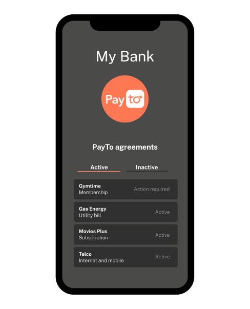 PayTo homepage phone UI